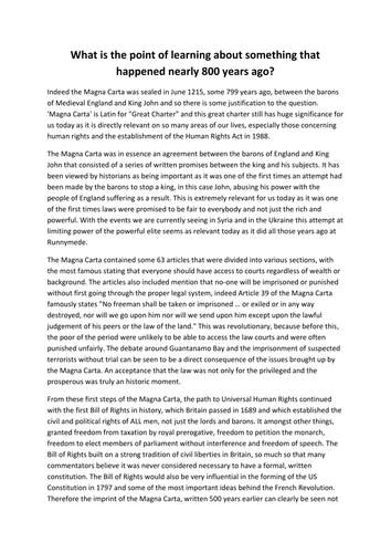 Stretch and Challenge & Further Reading (Magna Carta)