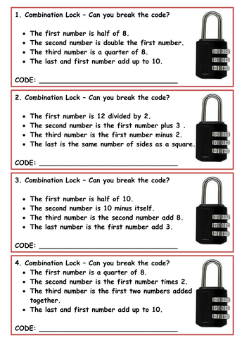 for worksheet of class math 4 4 Combination Maths Locks Year by Problem Solving Klewis21