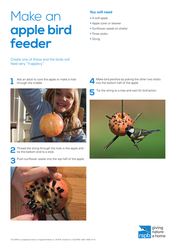 Food And Drink Make An Apple Bird Feeder By Rspb Teaching Resources