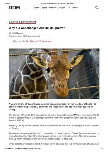 Zoos - ethics of breeding programmes