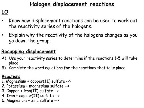 Halogen displacement