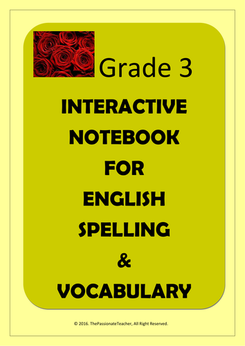 Grade 3 English Spelling & Vocabulary Interactive Notebook
