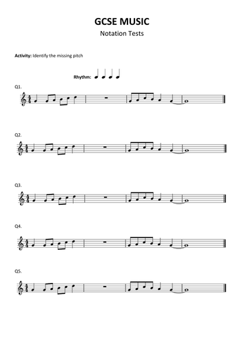 GCSE Music Notation Audio Test / Revision / Activity
