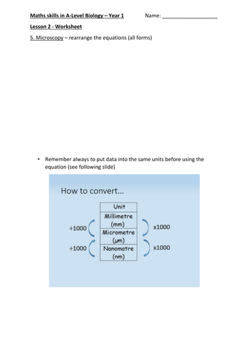 Maths Skills for A Level Biology Lesson 2 AQA New Specification