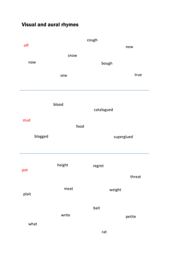 Visual and aural rhymes