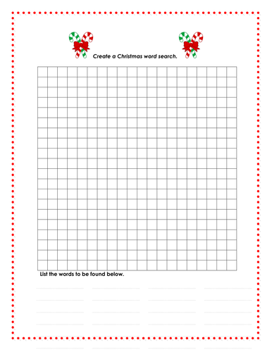 christmas wordsearch template teaching resources