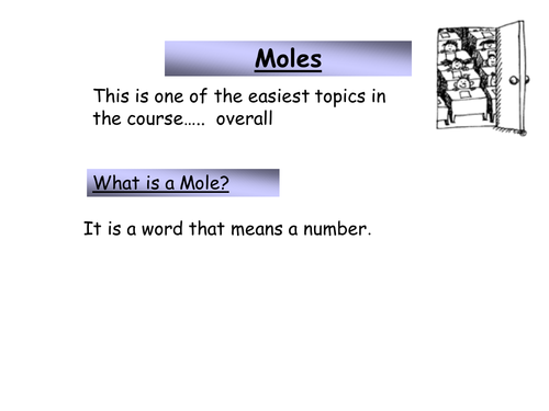 Starter Powerpoint on MOLES topic for GCSE chemistry