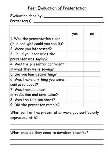 Self and peer evaluation template by ljj290488 - Teaching 