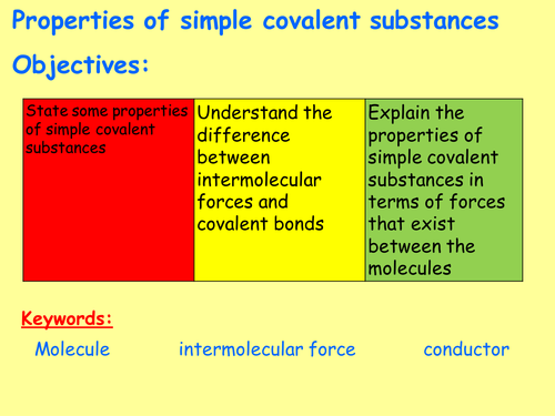 AQA C2.5 (4.2 – Bonding and properties) (New Spec - exams 2018) - Properties of simple covalent