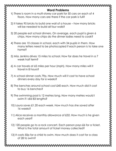 Multiplication Word Problems 