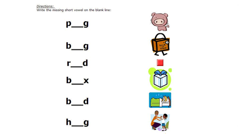 vowel worksheet