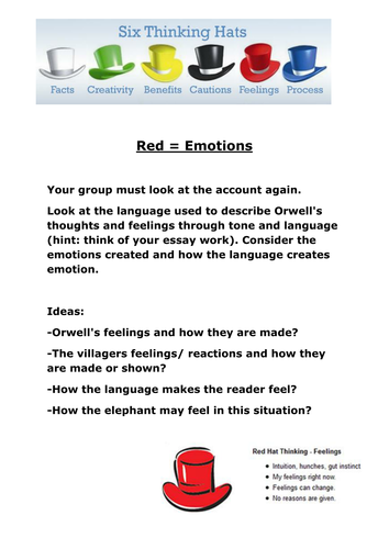 De Bono's Thinking Hats and George Orwell's Shooting An Elephant