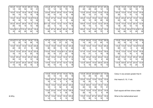 Fraction of amounts (hidden word)