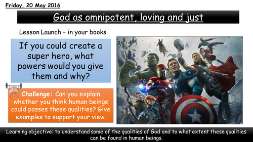 God as omnipotent, loving and just