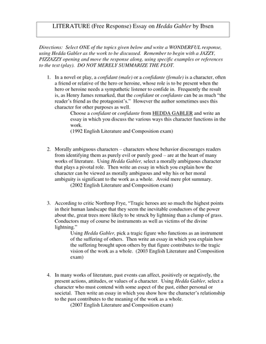 Hedda gabler essays picture