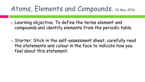 AQA C1 Atomic structure and the periodic table. Scheme of work. FREE sample lesson. New 2016 spec 