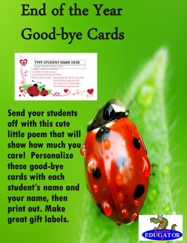 End of the Year - Good-bye Cards