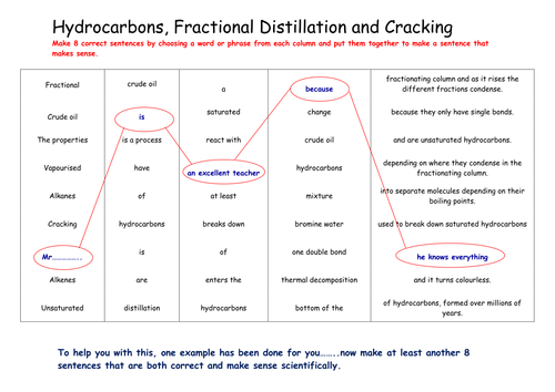 SCIENCE Literacy Sentence Constructions