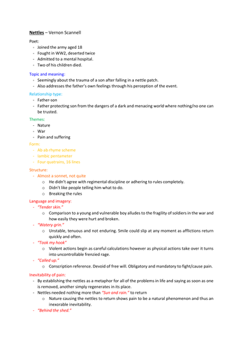Nettles by Vernon Scannell - summary and analysis | Teaching Resources