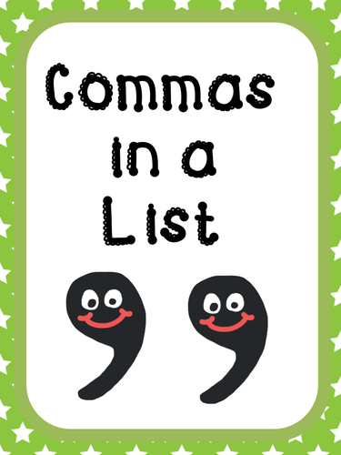 Commas in lists by uk teaching resources tes