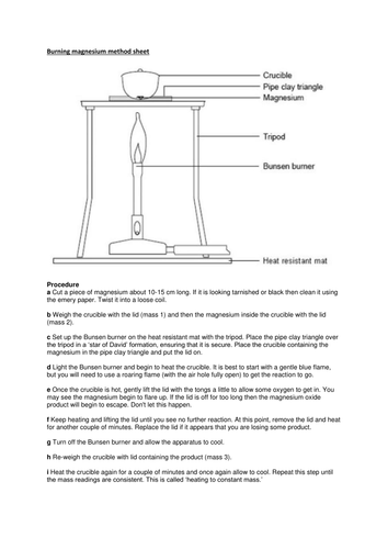 KS3 metals and oxygen outstanding investigation and worksheet