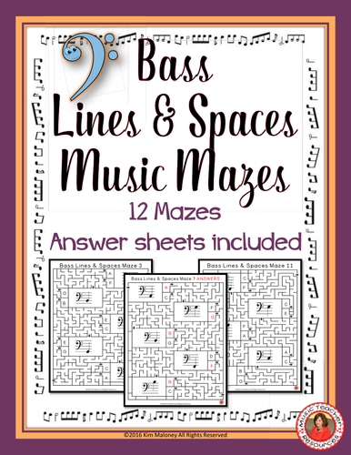 Bass Lines and Spaces Music Maze Puzzles