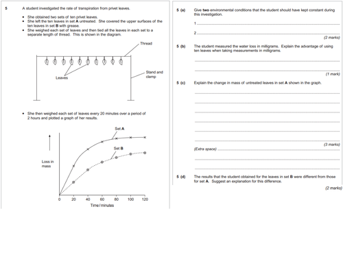 AQA Data & Experimental Interpretation Questions