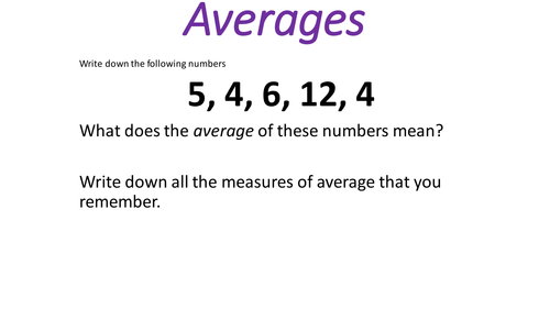 Averages Lesson GCSE revision