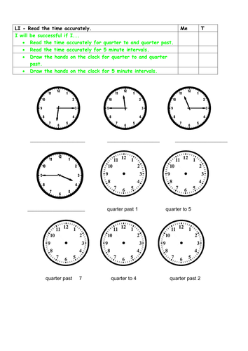 15 minute and 5 minute intervals clock times