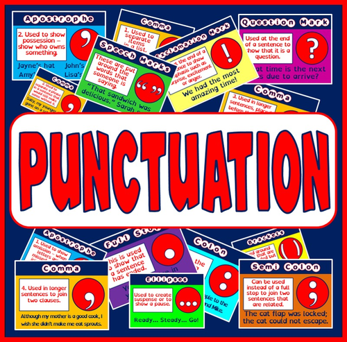 PUNCTUATION POSTERS - ENGLISH LITERACY KEY STAGE 2 , 3 , 4, DISPLAY
