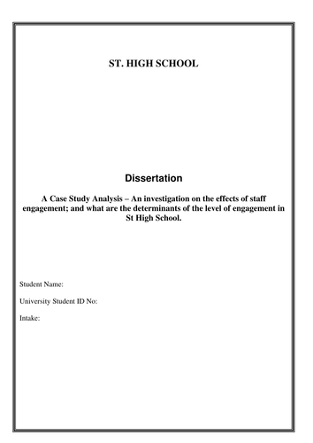 Dissertation on Staff Engagement and Impact  