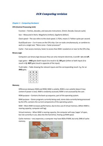 OCR GCSE Computing revision booklet