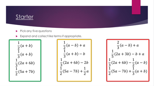 Starter - Expanding brackets with fractions