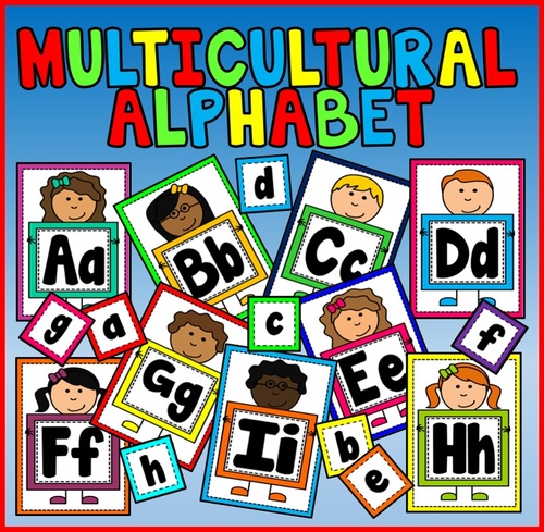 ALPHABET FLASHCARDS / POSTERS - A4 - MULTICULTURAL DIVERSITY - letters sounds English literacy EYFS
