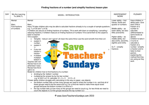 Fractions of Amounts KS2 Worksheets, Lesson Plans, PowerPoint and Plenary