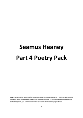 Seamus Heaney poetry pack