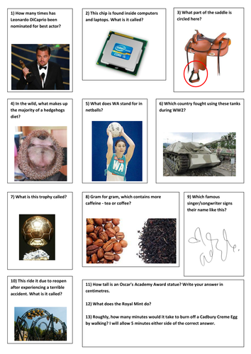 Form/Tutor Time Quiz Pack 3 (5 quizzes with answers!)