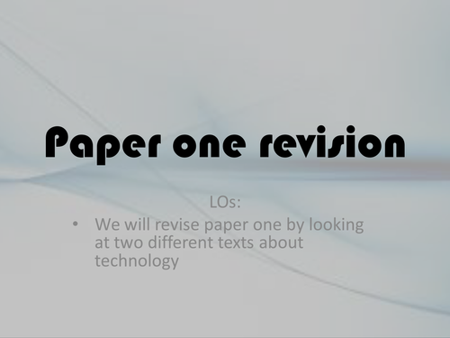 AS English Language: Paper One Revision whole lesson