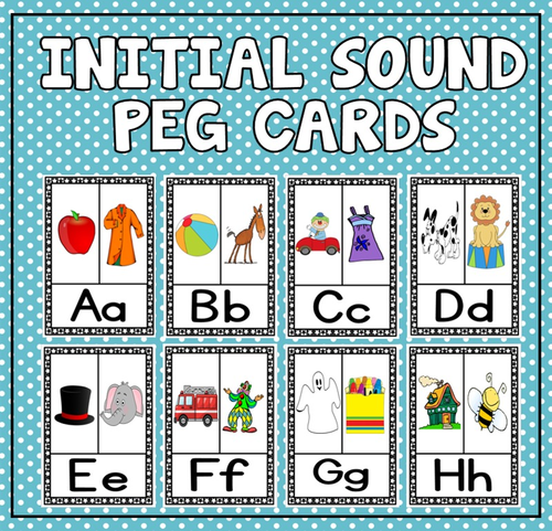 PEG CARDS - literacy, initial sounds, alphabet, phonics, English, letters, early years