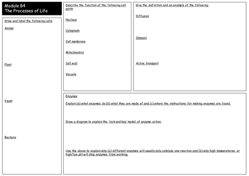 OCR 21st Century Additional Science B4 Revision Broadsheet