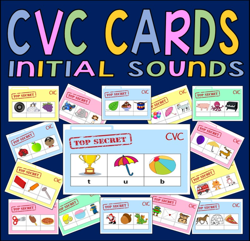 CVC CARDS - INITIAL SOUNDS RESOURCES EYFS KS1 LITERACY ENGLISH SPELLINGS