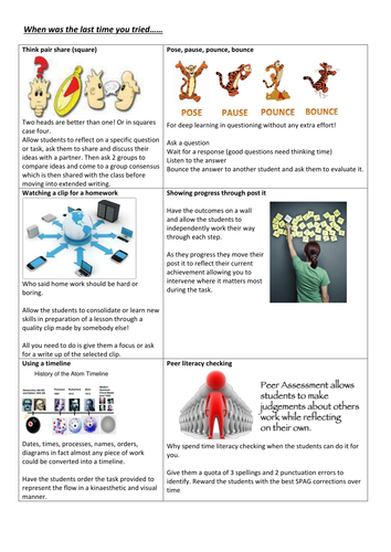 Whole school outstanding teaching strategies to improve teaching and learning 