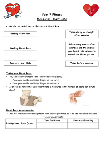 KS3 Fitness - Heart Rate Circuit Lesson Worksheet