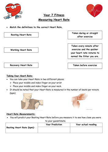 KS3 Fitness - Heart Rate Circuit Lesson Worksheet by hayleyanne20 ...