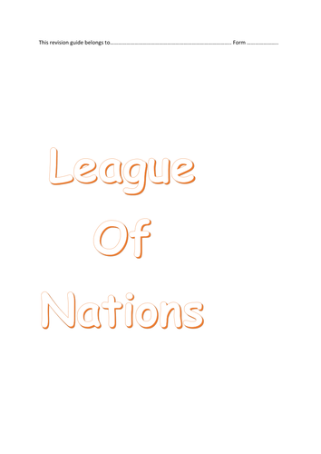League of Nations revision activities gcse/igcse