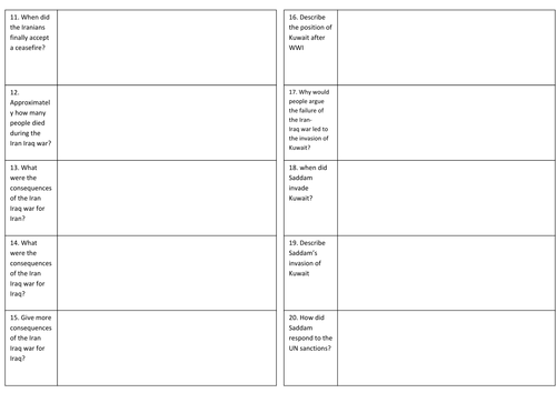 Events in the Gulf revision activities gcse/igcse