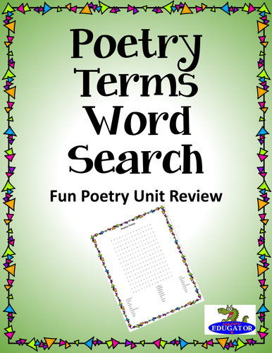 Poetry Terms Word Search