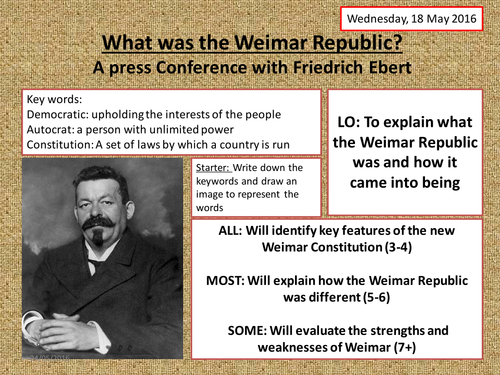 Germany 1918-45: Lesson 2: The Weimar Press Conference