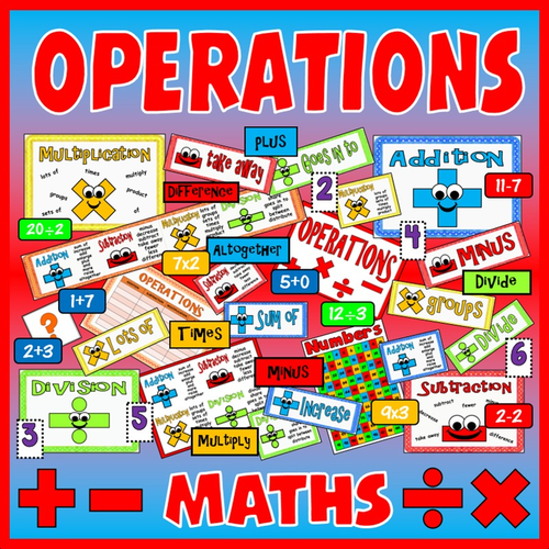 MATHS OPERATIONS RESOURCES ADDITION SUBTRACT MULTIPLICATION DIVISION EARLY YEARS  KS1-2