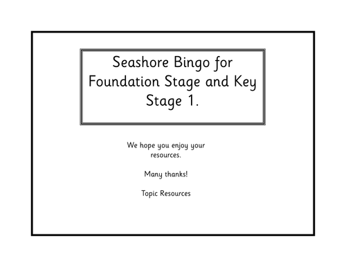 Seashore/Seaside Topic Pack